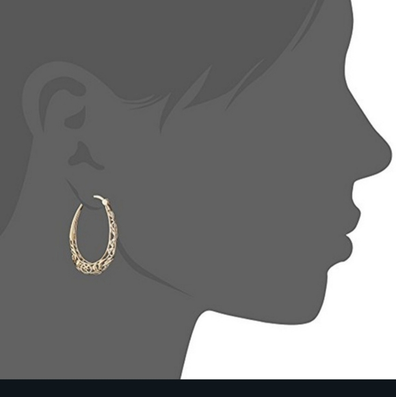 SOLD OUT. 14KT GOLD OVER SILVER HOOP EARRINGS - Picture 2 of 2